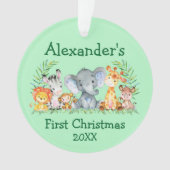 Baby First Christmas Safari Animaux Round Green (devant)