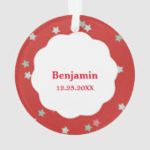 Baby First Christmas Stars on Red Photo Ornament (dos)