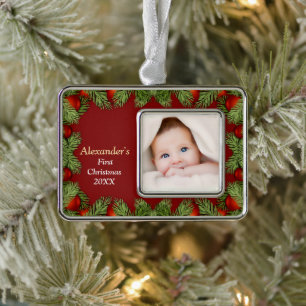 Baby First Holiday Photo Lijst Red Verzilverd Kader Ornament