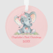 Baby First Noël Aquarelle Pink Bow Elephant (dos)