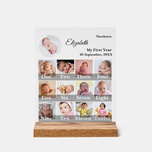 Baby First Year 12 Month Photo Collage  Milestone (Recto)