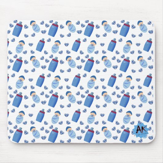 Baby Fles Pacifier Blue Pattern Muismat (Voorkant)