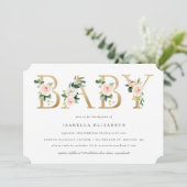 Baby Floral Baptism Invitation Kaart (Staand voorkant)