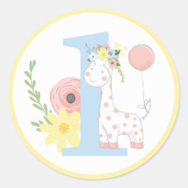 Baby Floral nummer één eerste geboortedag Ronde Sticker