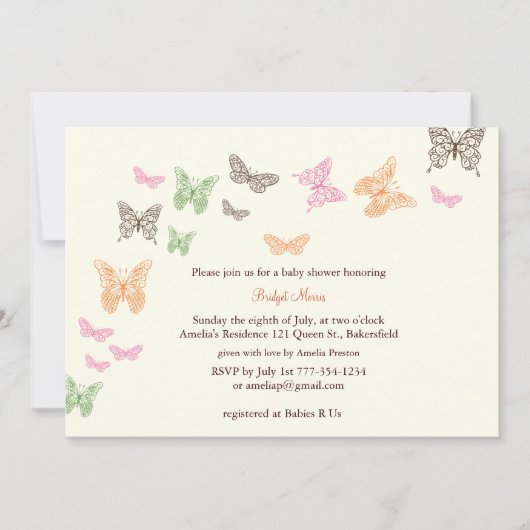 Baby Flutters Shower Invitation iory Kaart (Voorkant)