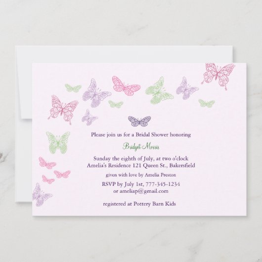 Baby Flutters Shower Invitation paars Kaart (Voorkant)