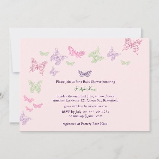 Baby Flutters Shower Invitation roze Kaart (Voorkant)