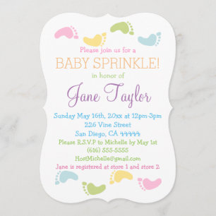 Baby Foot Prints Baby Sprinkle Kaart