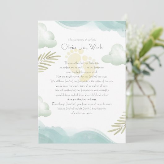 Baby Footprint Memorial Kaart (Staand voorkant)