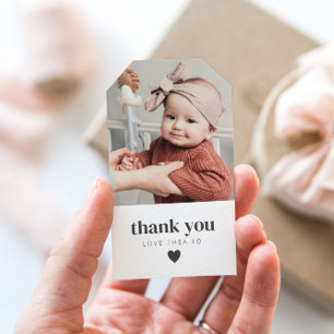 Baby Foto bedankt Cadeaulabel