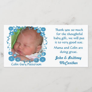 Baby foto bedankt kaarten