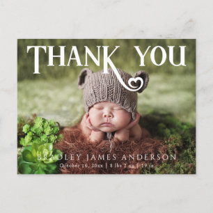 Baby Foto: Bedankt Modern Heart Birth Announceme Aankondigingskaart