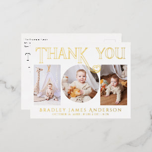Baby Foto: Bedankt Modern Heart Birth Folie Uitnodiging Briefkaart