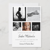 Baby Foto Collage Birth kondiging Kaart (Voorkant)