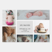 Baby Foto Collage Keepomwille Naam Geboortedatum Inpakpapier Vel (Voorkant 3)