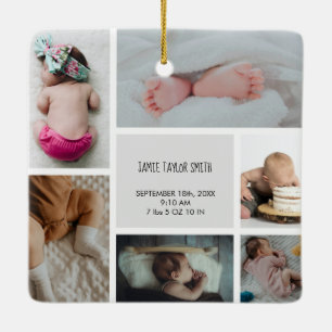 Baby Foto Collage Keepomwille Naam Geboortedatum Keramisch Ornament