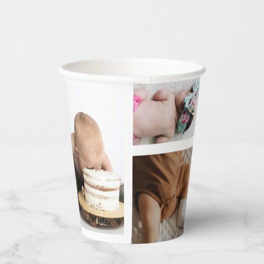 Baby Foto Collage Keepomwille Naam Geboortedatum Papieren Bekers (Rechts)