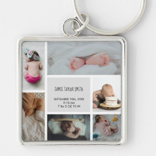 Baby Foto Collage Keepomwille Naam Geboortedatum Sleutelhanger