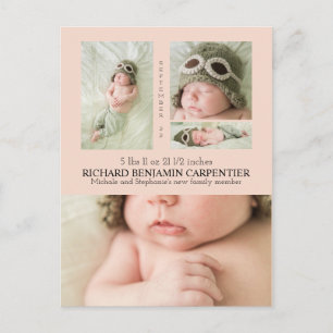 Baby Foto Collage Modern Birth Announounding Aankondigingskaart