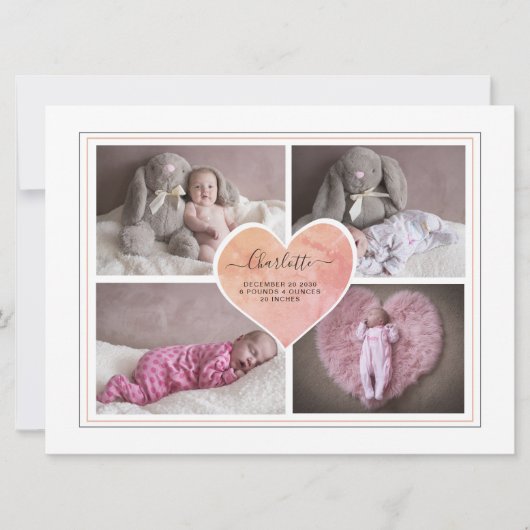 Baby Foto Collage Script Typografie Birth (Voorkant)