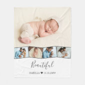 Baby Foto Collage Zigzag Afbeelding Strip White Fleece Deken (Voorkant)