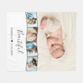 Baby Foto Collage Zigzag Afbeelding Strip White Fleece Deken (Voorkant (Horizontaal))