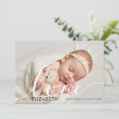 Baby Foto Cute Script Gold Love Heth Birth Aankondiging (Staand voorkant)