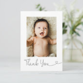 Baby Foto Dank u Hart Modern Baby shower Bedankkaart (Staand voorkant)
