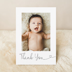 Baby Foto Dank u Hart Modern Baby shower Bedankkaart