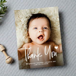 Baby Foto Dank u Hartgeboorte aankondiging Briefkaart