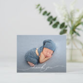 Baby Foto Dank u scriptaankondiging Briefkaart (Staand voorkant)