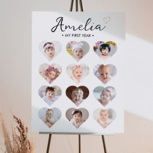 Baby Foto Eerste Jaar Mijlpaal teken Poster