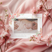 Baby Foto Elegant Blush Pink Floral Birth Aankondiging