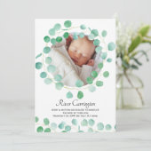 Baby Foto Eucalyptus Greenery Unisex Birth Aankondiging (Staand voorkant)