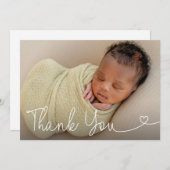 Baby Foto Geboorte Aankondiging Modern hart Script (Voorkant / Achterkant)