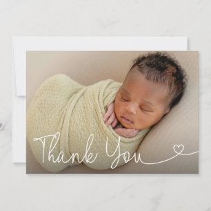 Baby Foto Geboorte Aankondiging Modern hart Script