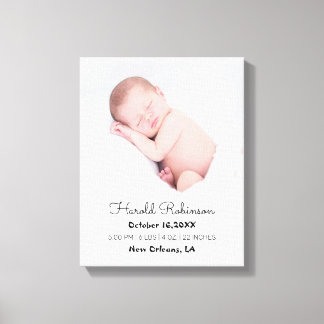 Baby Foto Geboortestatistieken Eenvoudig Modern Canvas Afdruk
