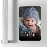 Baby Foto Hallo Wit Schrift Geboorteaankondiging