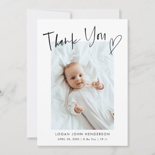 Baby Foto: Hartelijk dank Casual script opdracht Aankondiging (Voorkant)