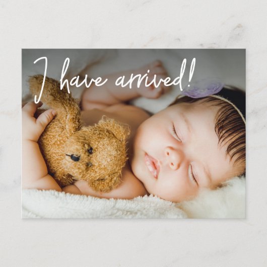 Baby Foto Ik ben aangekomen Geboorteaankondiging Aankondigingskaart (Voorkant)