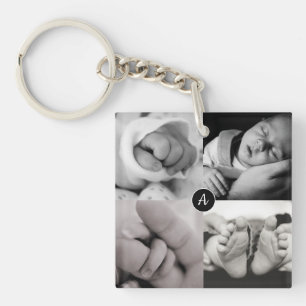 Baby Foto Initiaal Naam Geboortedatum Sleutelhanger