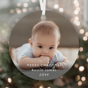 Baby Foto Kerst Merry Blauwe Slaapzakjes Beer Metalen Ornament