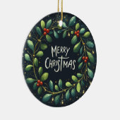 Baby Foto Kerst Mistletoe Krans Keramisch Ornament (Rechts)