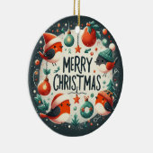 Baby Foto Kerst Schattigee Robins Keramisch Ornament (Rechts)