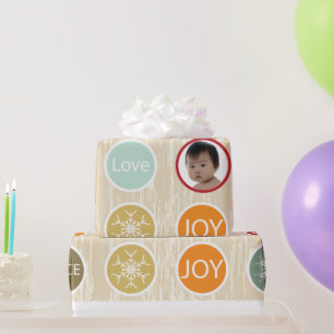 Baby Foto met kerstfeestdag Merry Bright Cadeaupapier
