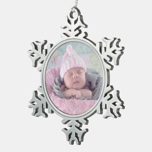 Baby Foto met speciale kerstversiering Tin Sneeuwvlok Ornament (Rechts)