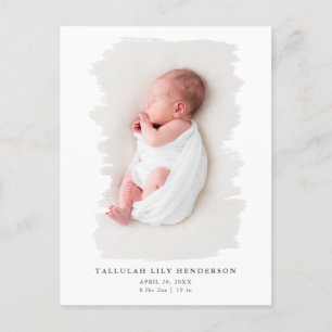 Baby foto minimalistische witte verf beroerte gebo aankondigingskaart