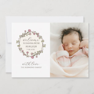 Baby Foto Modern Birth Announcement Card Aankondiging