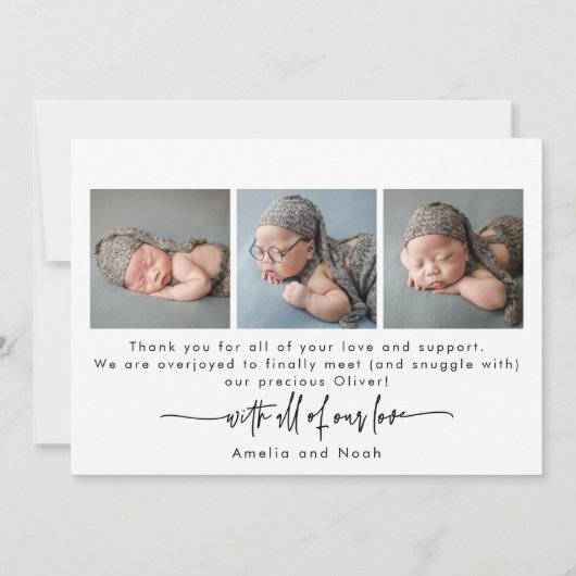 Baby Foto Modern Birth Announcement Card Aankondiging (Achterkant)