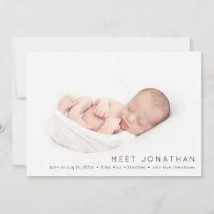 Baby Foto Modern Name Birth Announding Kaarten